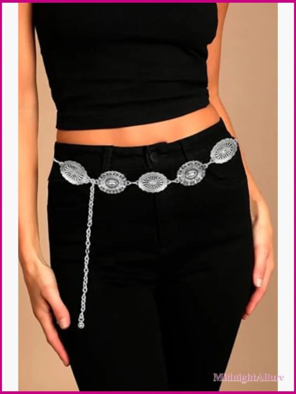 Adjustable Gold Metal Western Chain Belt for Women Cowgirl Country